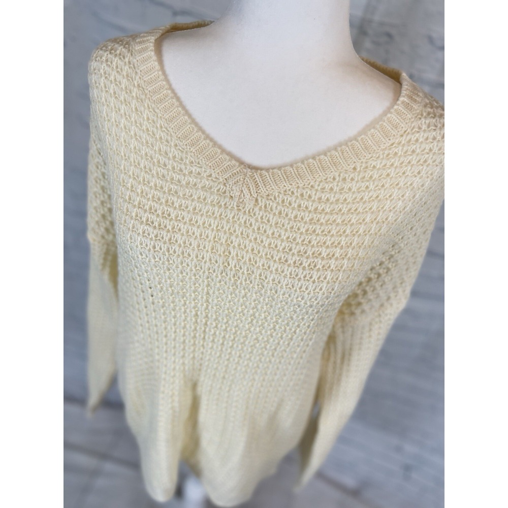 BONGO Oversized‎ Knit sweater Butter Yellow Cream loose Fit Y2K Woman's L